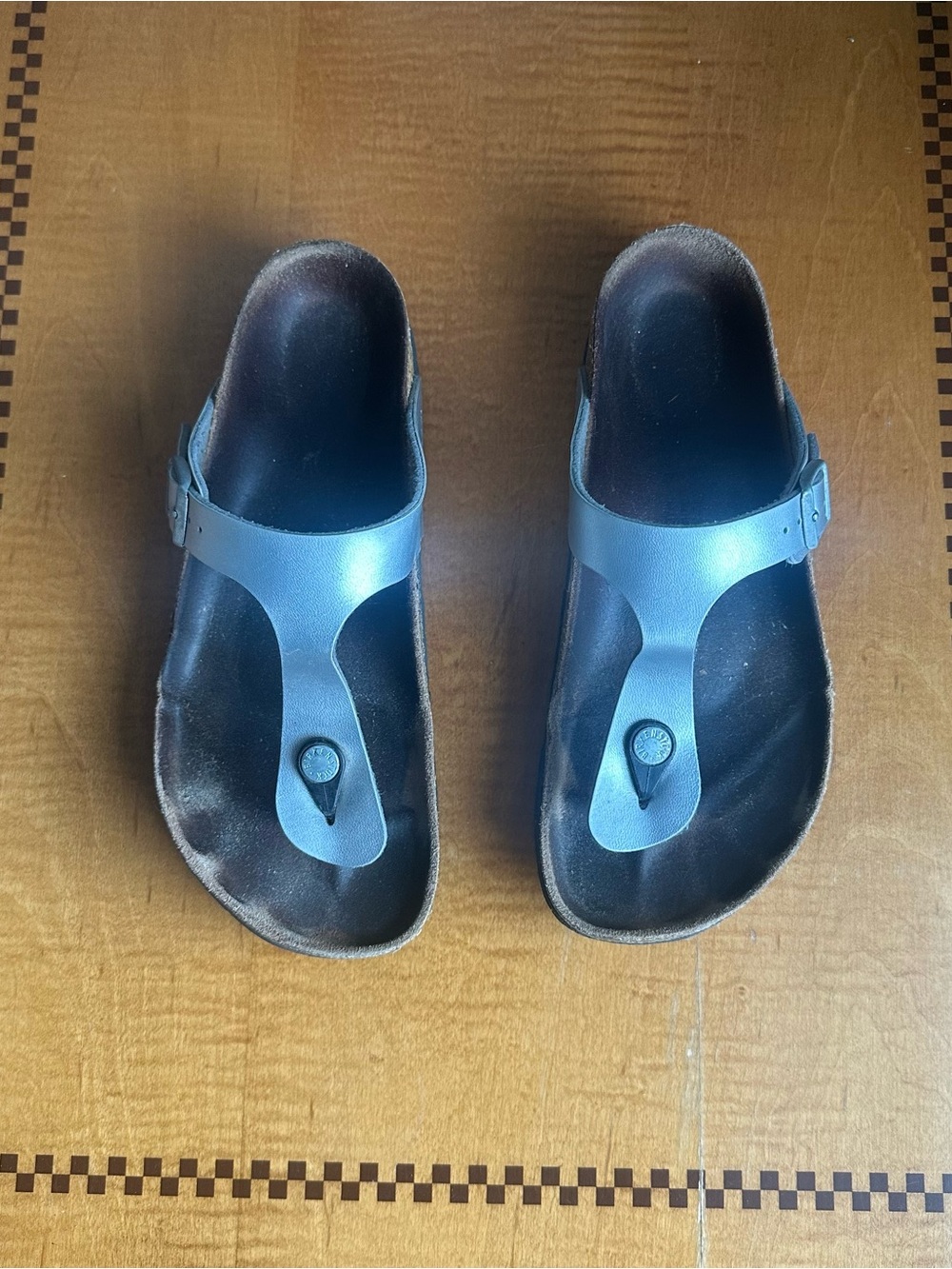 Birkenstock Silver Toe-Post Sandals